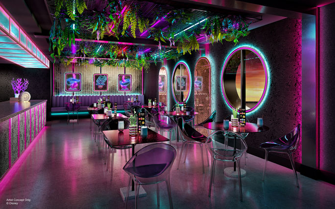 A rendering of Bewitching Boba and Brews onboard Disney Adventure A rendering of Bewitching Boba and Brews onboard Disney Adventure