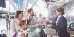 Family travel on airplane