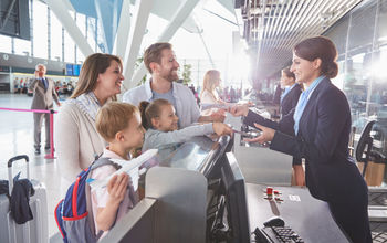 Family travel on airplane