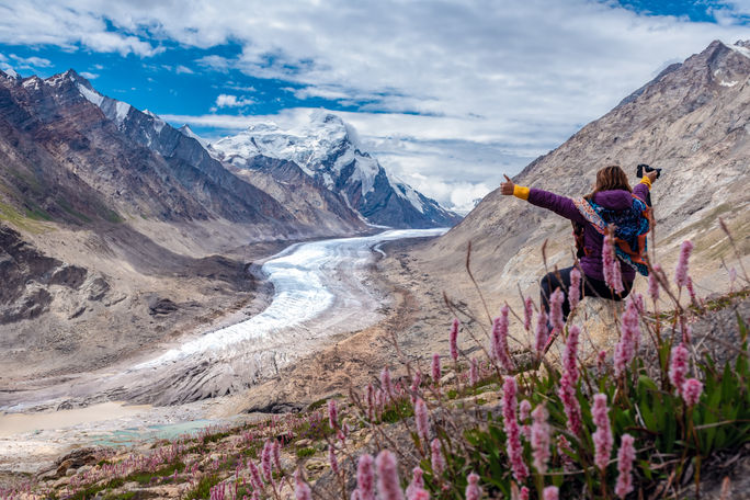 Traveler exploring Zanskar in the Himalayas