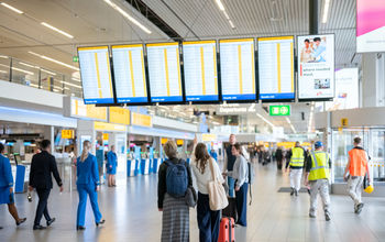 Amsterdam Airport Schiphol terminal.