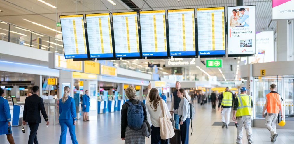 Amsterdam Airport Schiphol terminal.