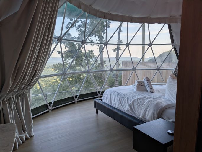 Glamping Collective Chattanooga Glamping Collective Chattanooga, luxury, camping, travel, bedroom, bed, mountain view