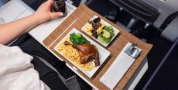 Alaska Airlines' First Class dining experience.