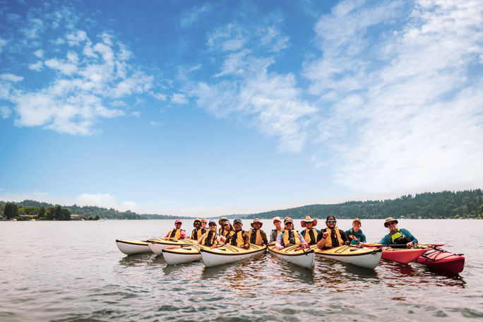 Kayaks on Lake Washington. Kayaks on Lake Washington.