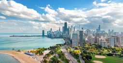 Skyline view over Chicago, Illinois.