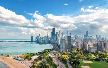 Skyline view over Chicago, Illinois.