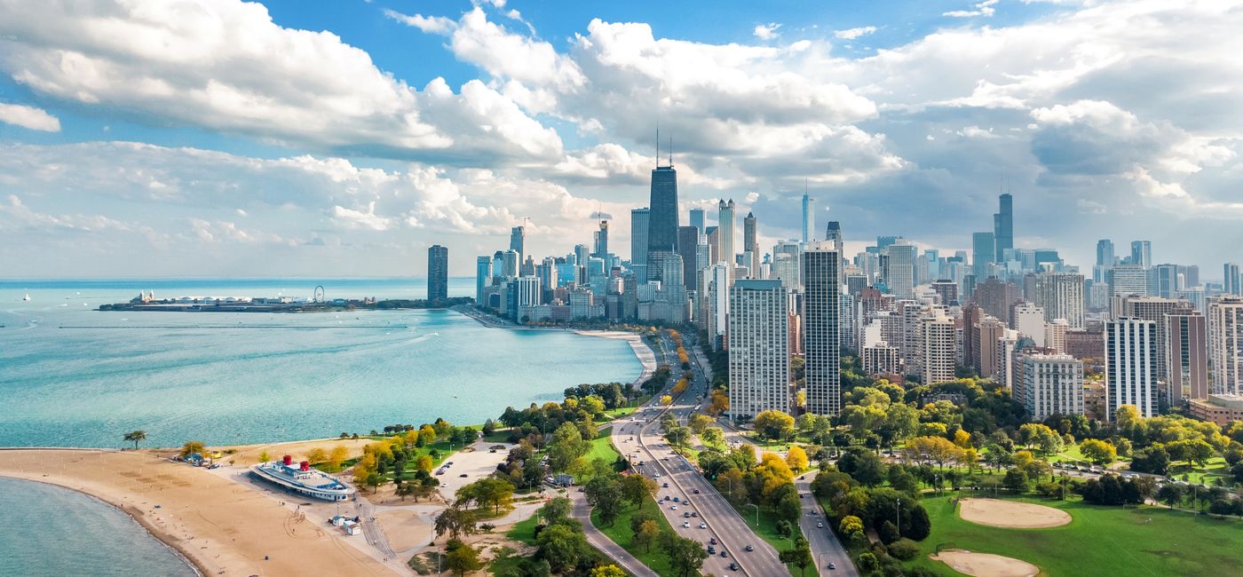 Image: Skyline view over Chicago, Illinois. (Photo Credit: Adobe Stock/Iuliia Sokolovska)