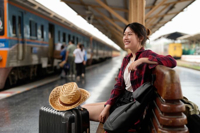 Traveler at a European rail station Europe travel, Europe, Eurail, train station, rail station