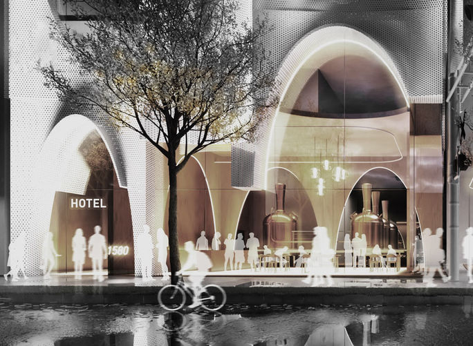 Granville Island WaterWalk by Wyndham rendering (frontage)