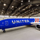 Plane with United's Stars and Stripes Livery