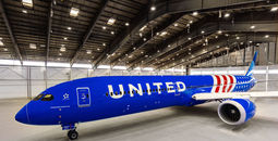 Plane with United's Stars and Stripes Livery