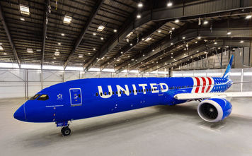 Plane with United's Stars and Stripes Livery