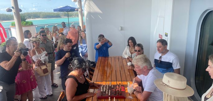 Virgin Group founder Richard Branson playing chess aboard Valiant Lady Virgin Group founder Richard Branson playing chess aboard Valiant Lady