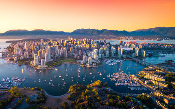 aerial view of downtown Vancouver skyline