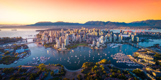 aerial view of downtown Vancouver skyline