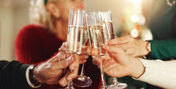 A luxury group toasting with champagne glasses during a celebration.