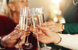 A luxury group toasting with champagne glasses during a celebration.