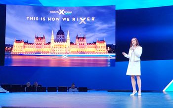 Celebrity Cruises President Laura Hodges Bethge speaks aboard the 2025 President's Cruise.