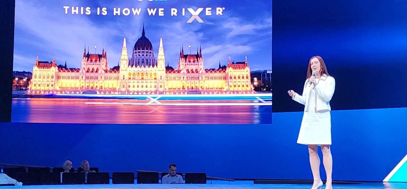 Image: Celebrity Cruises President Laura Hodges Bethge speaks aboard the 2025 President's Cruise. (Photo Credit: Northstar Travel Group/Laurie Baratti)