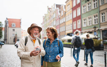 Couple traveling in Europe