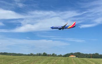 Southwest Airlines plane landing at Baltimore/Washington International Airport