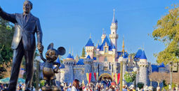 Sleeping Beauty Castle, Partners, Walt Disney, Mickey Mouse, Main Street USA, statues, Disneyland Resort, Anaheim, California, theme parks, amusement parks