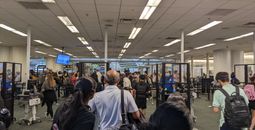 TSA check in line, airport security