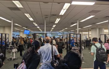 TSA check in line, airport security
