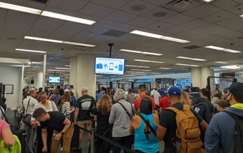 TSA security line, airport security
