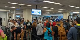 TSA security line, airport security