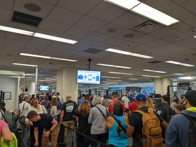 TSA security line TSA security line, airport security