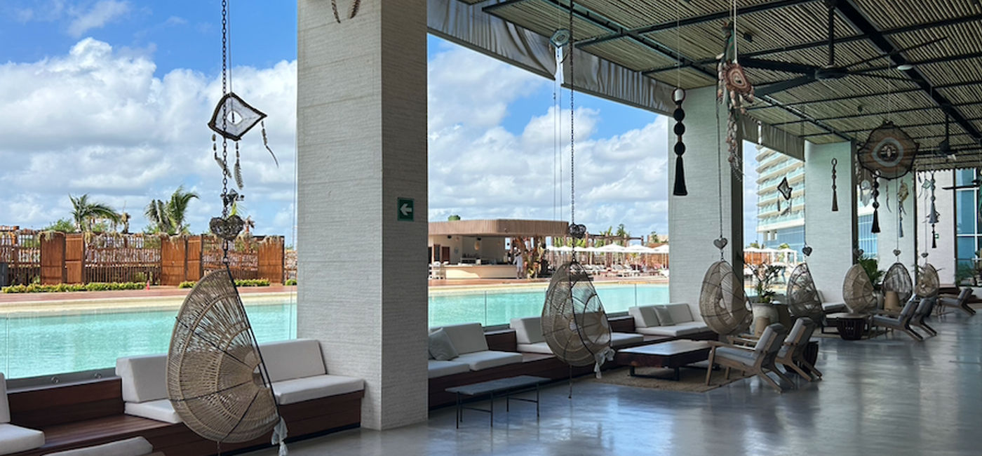 Image: Vivid's lobby overlooks the main pool. (Photo Credit: Marsha Mowers)