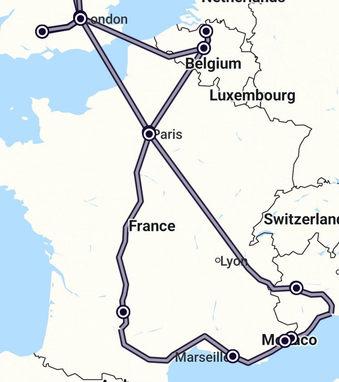 Eurail, map