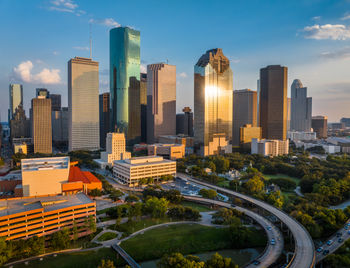Downtown Houston in the evening