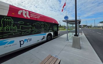 Bus at YHU Metropolitan airport Montreal
