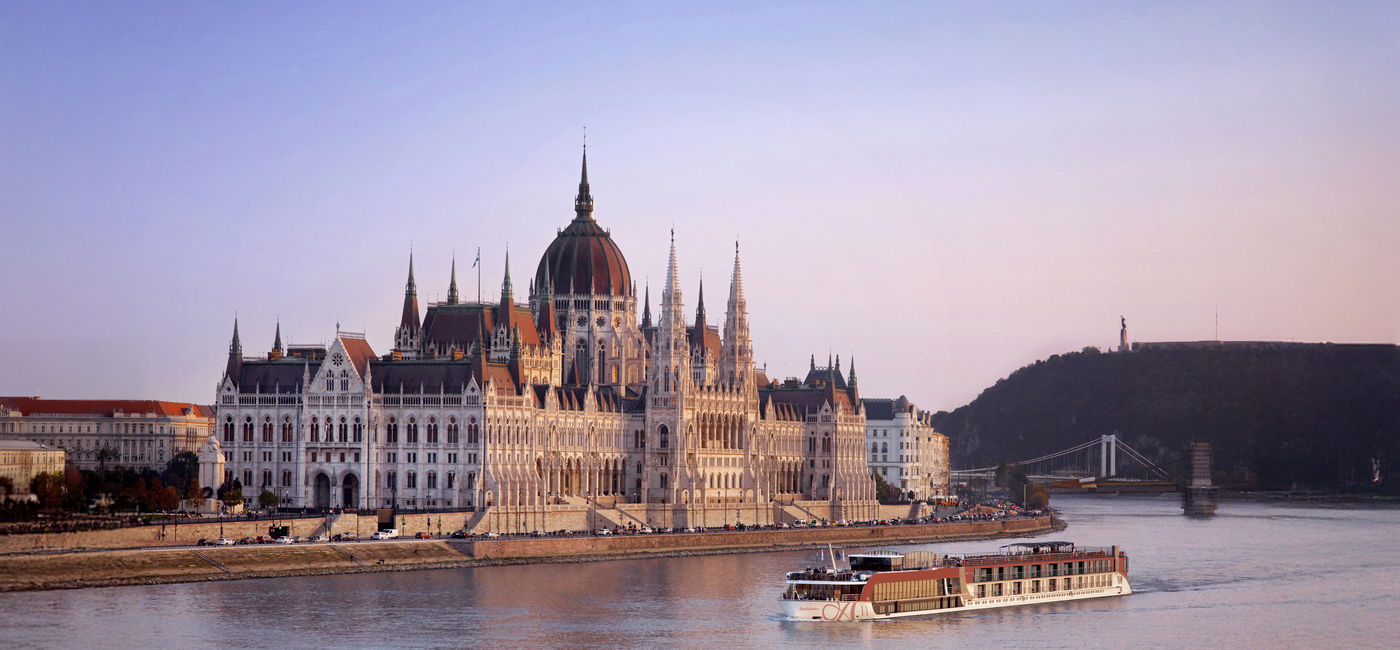 Image: AmaSonata in front of the Budapest Parliament building (Photo Credit: AmaWaterways)