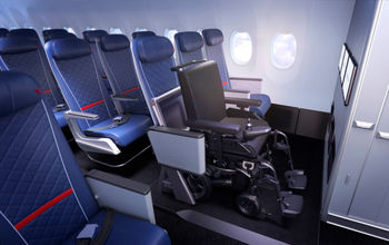 Delta Flight Products' prototype would enable wheelchair users to fly in their own chairs. 