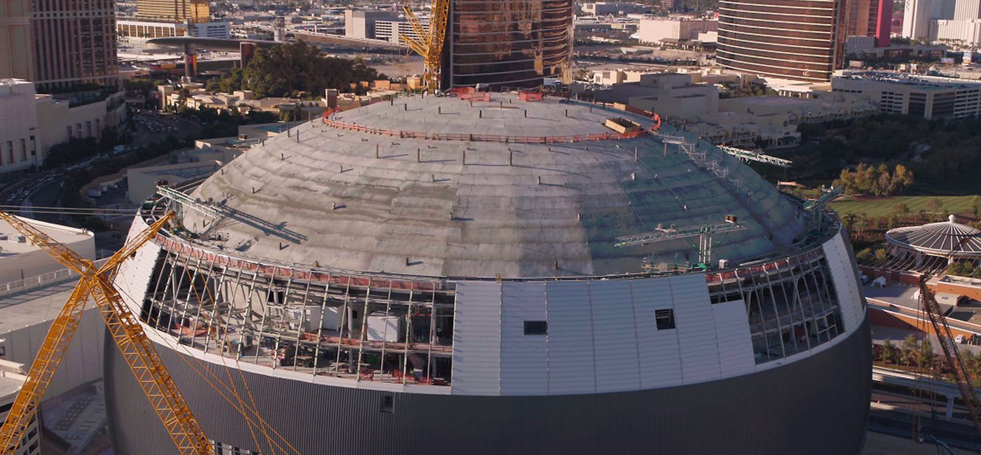 Image: The MSG Sphere under construction in Las Vegas, Nevada. (photo courtesy of Madison Square Garden Entertainment Corp.) (Madison Square Garden Entertainment Corp)