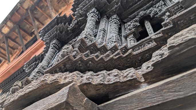 carved casements in Kirtipur, Nepal carved casements in Kirtipur, Nepal