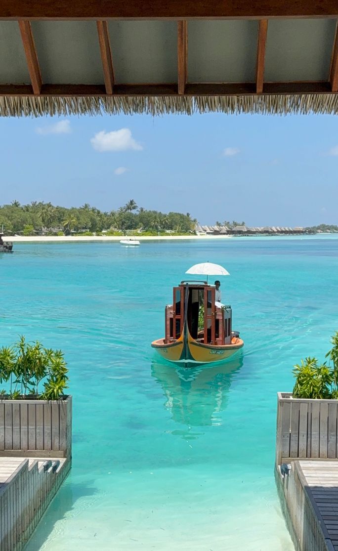 The boat that ferries guests to the spa at Four Seasons Resort Kuda Huraa