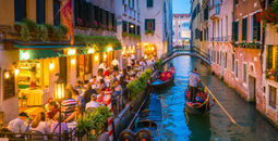 Canal in Venice Italy at night, romance travel, couples, getaway,