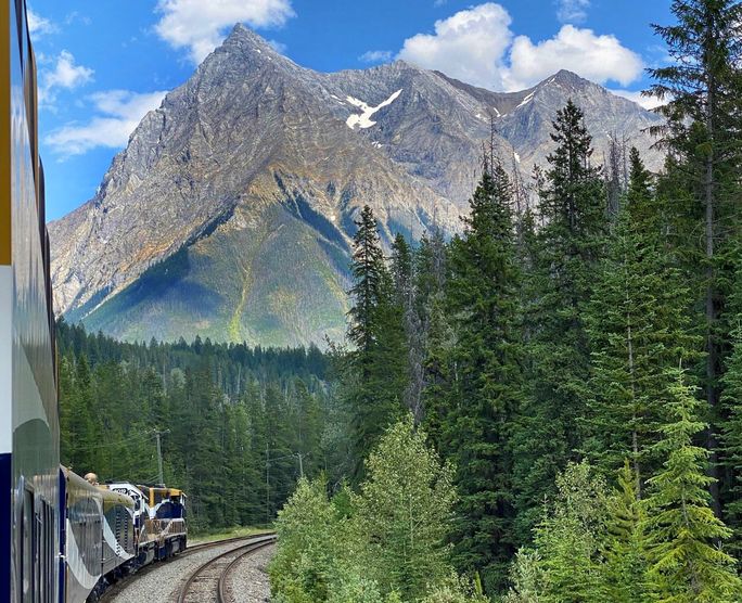 Aboard the Rocky Mountaineer in British Columbia