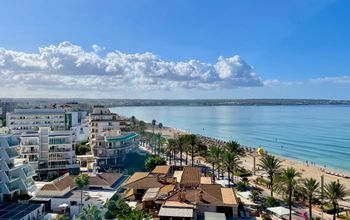 Hotels line the beach in Palma, Mallorca