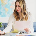A travel advisor working on her computer.