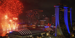 Disney Cruise Line hosted a drone and fireworks show in Singapore