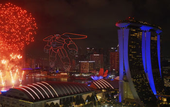 Disney Cruise Line hosted a drone and fireworks show in Singapore