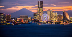 Yokohama’s Minato Mirai skyline at sunset.