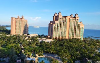Atlantis Paradise Island with cruise ship in background
