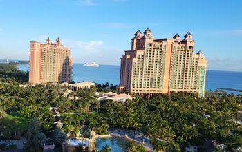 Atlantis Paradise Island with cruise ship in background